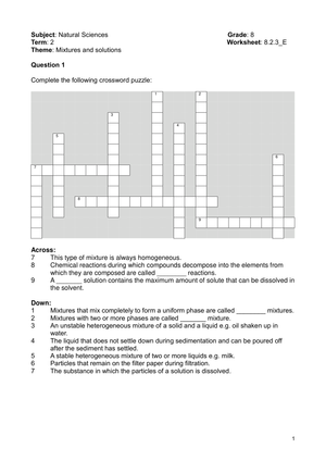 Mixtures and Solutions: Classifying and Understanding