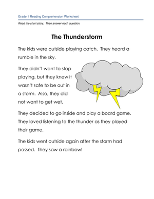 The Thunderstorm: A Reading Comprehension Adventure