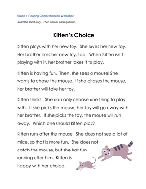 Kitten's Choice: Reading Comprehension and Decision Making