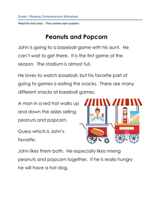 Peanuts and Popcorn: A Reading Comprehension Snack