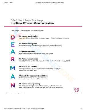 DEAR MAN Step: A Guide to Interpersonal Effectiveness
