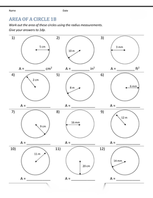 Practice Calculating Area of Circle