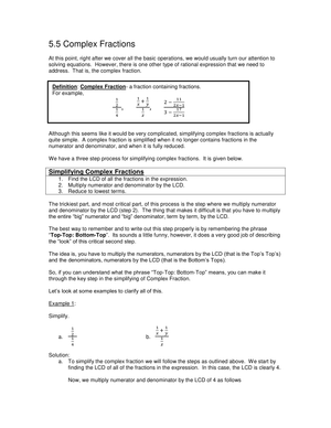 Simplifying Complex Fractions 