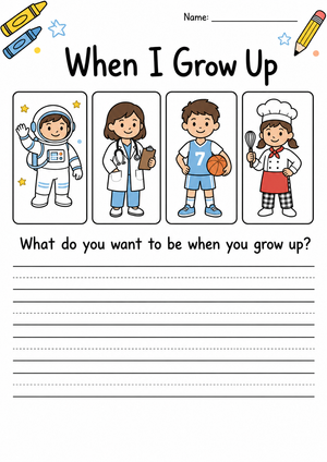 "When I Grow Up" Career Worksheet | Grade 1 Ready