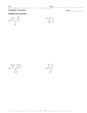 Simplify Complex Fractions Worksheet