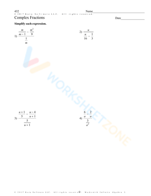 Simplify Complex Fractions Worksheet