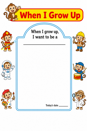 "When I Grow Up" Printable Worksheet | Grade K-1