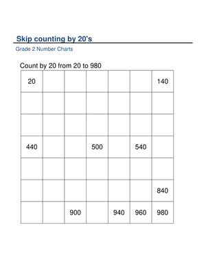 Counting by 20s Practice Worksheet
