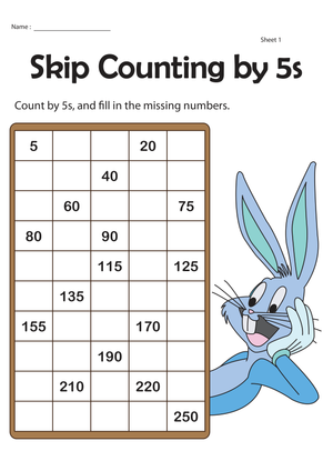 Counting by 5s Practice Worksheet