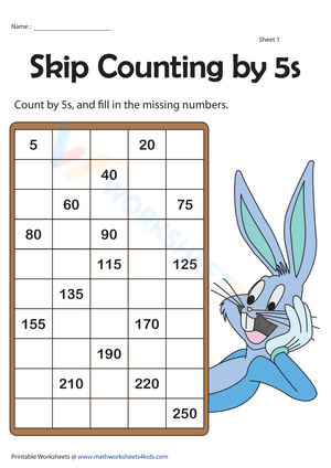 Counting by 5s Practice Worksheet