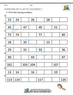 Counting Up to 120 Worksheet