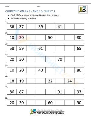 Counting From 36 to 90 Worksheet