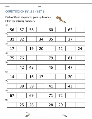 Practice Counting From 56 Worksheet