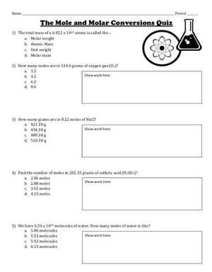 Practice Mole and Molar Conversions