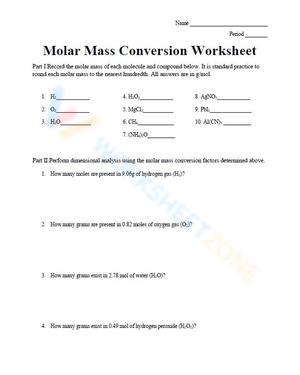 Practice Molar Mass Conversion