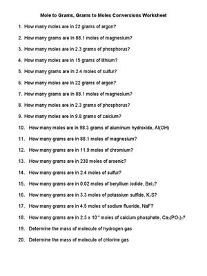Mole Conversion Practice | Essential Grade 9 Chemistry
