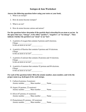 Explore Isotopes and Ions