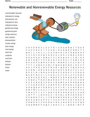 Energy Word Search Puzzle