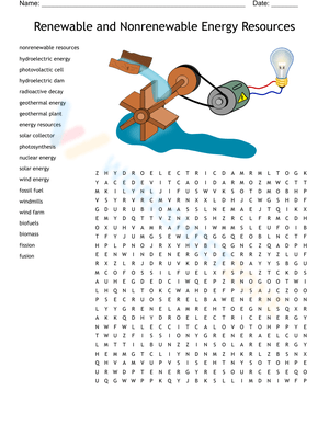 Energy Word Search Puzzle