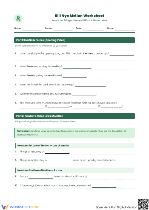 Bill Nye Motion Worksheet: Exploring Physics