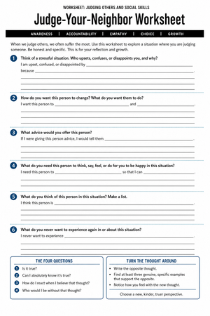 Worksheet: Judging Others and Social Skills