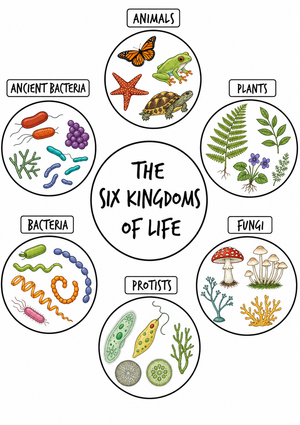 Printable Six Kingdoms of Life Worksheet | Grade 10-12