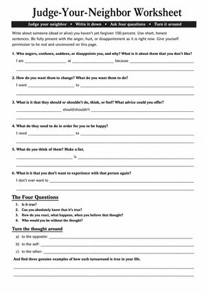 Social Skills Worksheet: Judge Your Neighbor