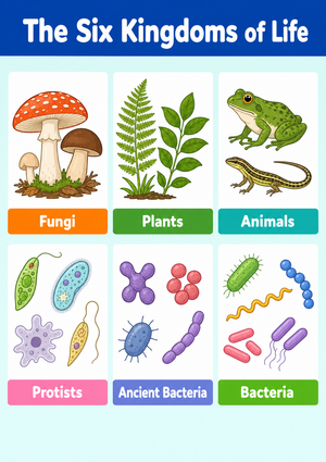Printable Six Kingdoms of Life Chart | Grade 10 Biology