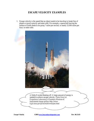 Escape Velocity Examples: Worksheet