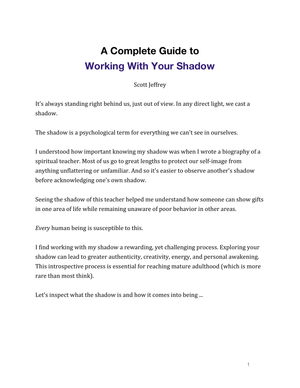 Working With Your Shadow: A Guide