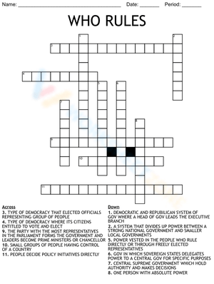 Who Rules? - Government Word Search Puzzle