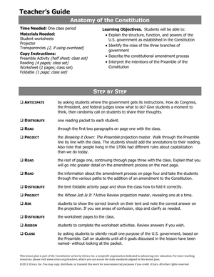 Anatomy of the Constitution Study Guide