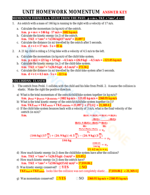 Updated Momentum Homework for Physics Students