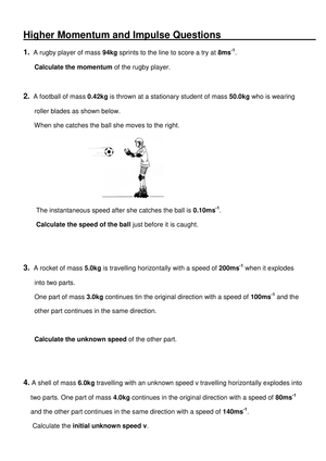 Higher-Level Momentum and Impulse Questions