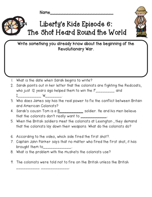 Liberty’s Kids Episode 6 Worksheet | Essential History