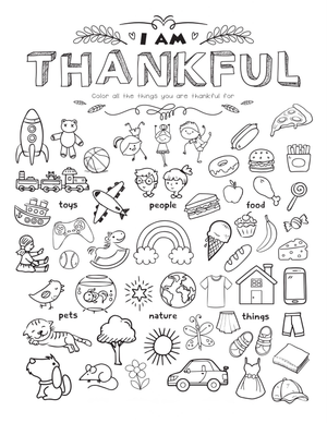 Printable Thankful Coloring Page: Grade 3-4 Gratitude
