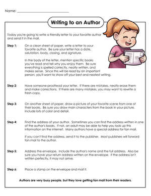 Writing To An Author Worksheet | Essential Grade 7-9 ELA