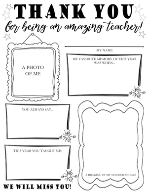 Thank You Teacher Worksheet