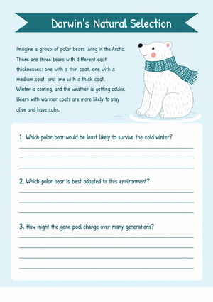 Grade 7 Natural Selection — Printable No-Prep Worksheet