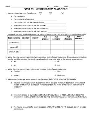 Isotopes Assignment