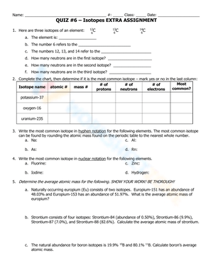 Isotopes Assignment