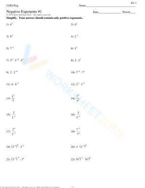 Updated Practice with Negative Exponents
