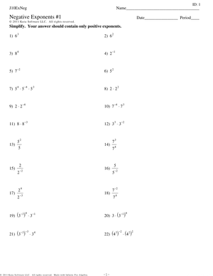 Updated Practice with Negative Exponents
