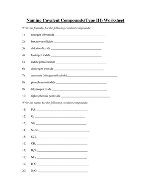 Naming Type III Covalent Compounds