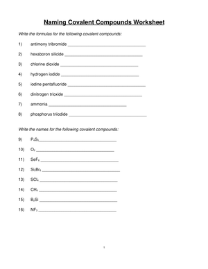 Naming Covalent Compounds: Chemistry Practice