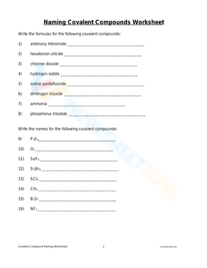 Naming Covalent Compounds: Chemistry Practice