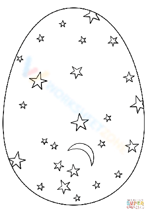Easter Egg with Stars and Moon Worksheet