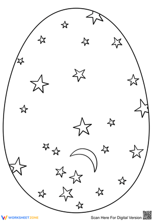Easter Egg with Stars and Moon Worksheet