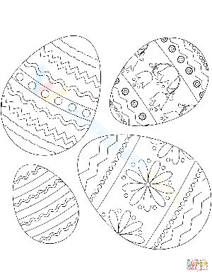 Four Decorated Easter Eggs
