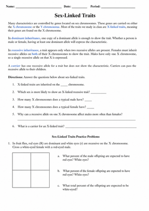 Sex-Linked Traits Practice | Essential Grade 9-12 Biology